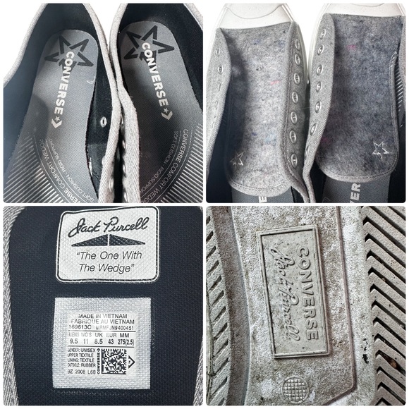Gray Converse Jack Purcell sneakers — Carefully Chosen ❤️ Size W 11/M 9.5 - Picture 9 of 10